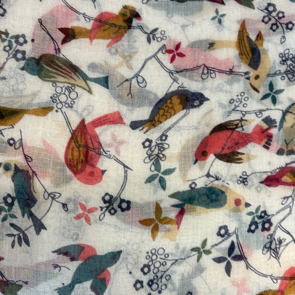 Floral Bird Patterned Scarf - Picture 2 of 4